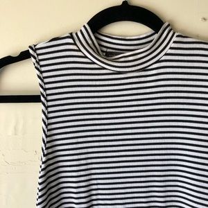 High Neck Striped Ribbed Tank Top